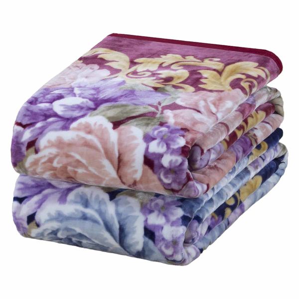 丸宗 豪華な花柄ニューマイヤー毛布4枚組 a33449 1セット(4枚入)（直送