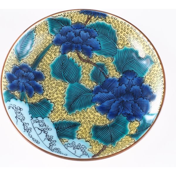青郊 【九谷焼】豆皿名品コレクション 古九谷青手土坡に牡丹図 MC-04