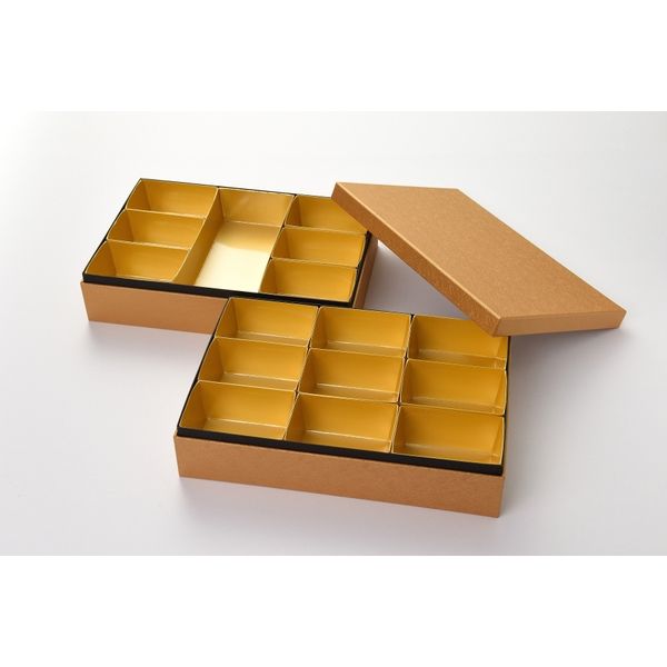 瑞光明 紙重箱 長方形W型 7寸2段 F-1811 金カップAC付 v1316w70