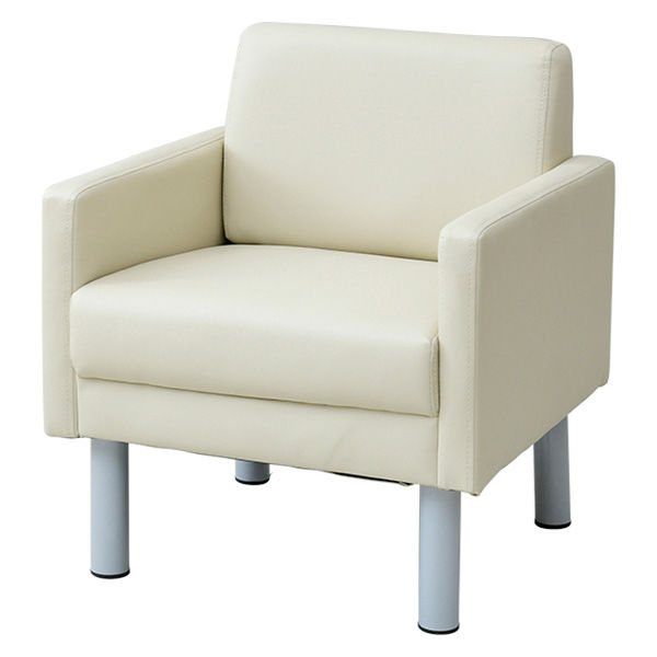 軒先渡し】YAMAZEN シングルソファ 1人掛 アイボリー PVCレザー 幅600