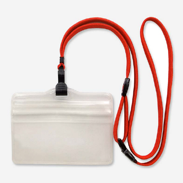 ストラップ付名札 チャック式 レッド 300組 HEROES オリジナル - アスクル