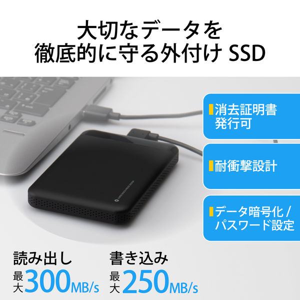 SSD 外付け 960GB ハードウェア暗号化 USB3.2（Gen1）ブラック ESD