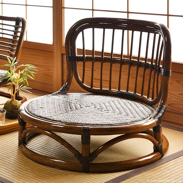 キムラ ラタン手編み 座椅子 丸型 C025KA 1脚（直送品） - アスクル