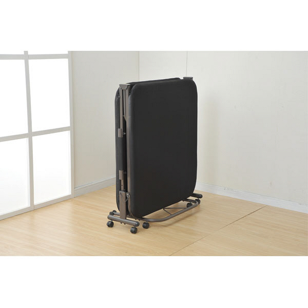 YAMAZEN 折りたたみベッド ブラック/ダークブラウン 1台 （直送品