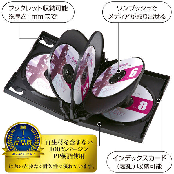 サンワサプライ DVDトールケース（8枚収納） ブラック DVD-TW8-03BK 1