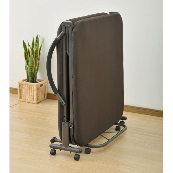 YAMAZEN 薄めマットレスの折りたたみベッド カーキ/ダークブラウン OBM