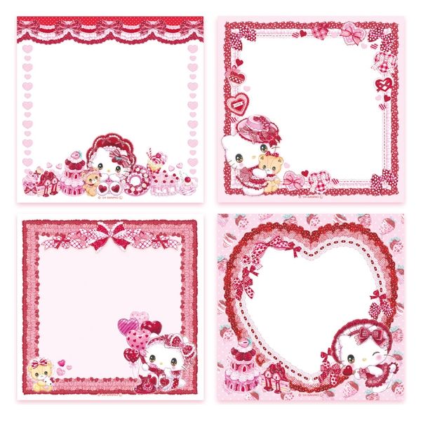 新品未使用 花と蝶 キティ ブロック メモ 新品未使用 花と蝶 キティ