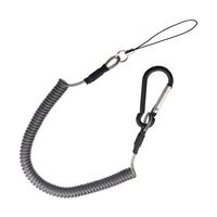 Trimate 落下防止ストラップ カラビナ+カールコード+紐パーツ グレー