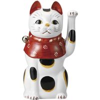 瀬戸焼 招き猫 赤絵ブチ猫 大（右） （1個入）（直送品） - アスクル