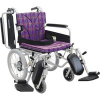 カワムラサイクル アルミ介助車いす A11_紫チェック KA816-40B-LO