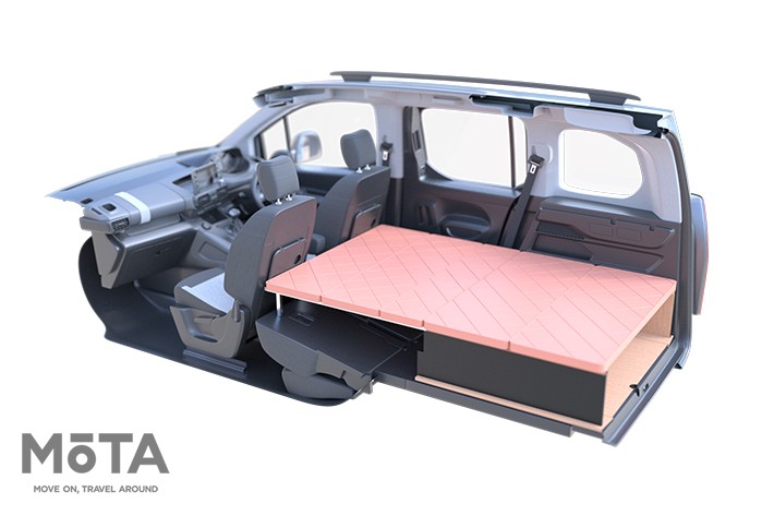 車中泊層必見！ 1分で設置出来る純正ベッドキットがファミリー向け