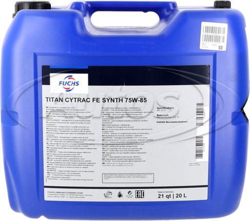 TITAN CYTRAC FE SYNTH GEAR OIL 75W-85 /20L PACKAGING/ Fuchs FE