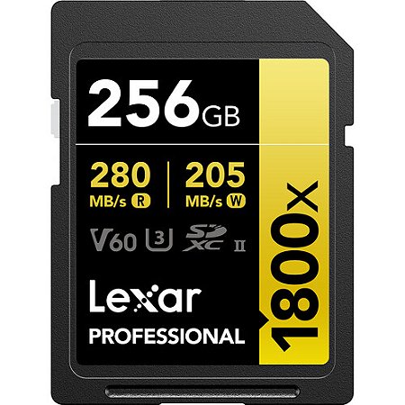 Cartão de Memória SD LEXAR PROFISSIONAL 1800x 256 GB V60 UHS-II