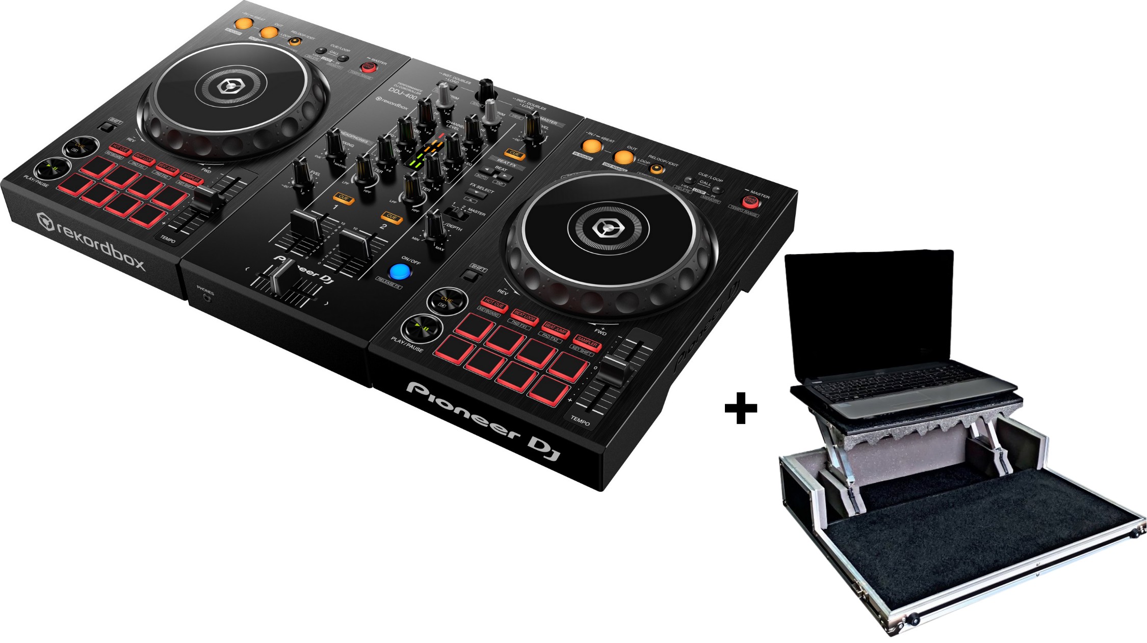 Kit Controlador Pioneer DDJ 400 com RekordBox + Case Para