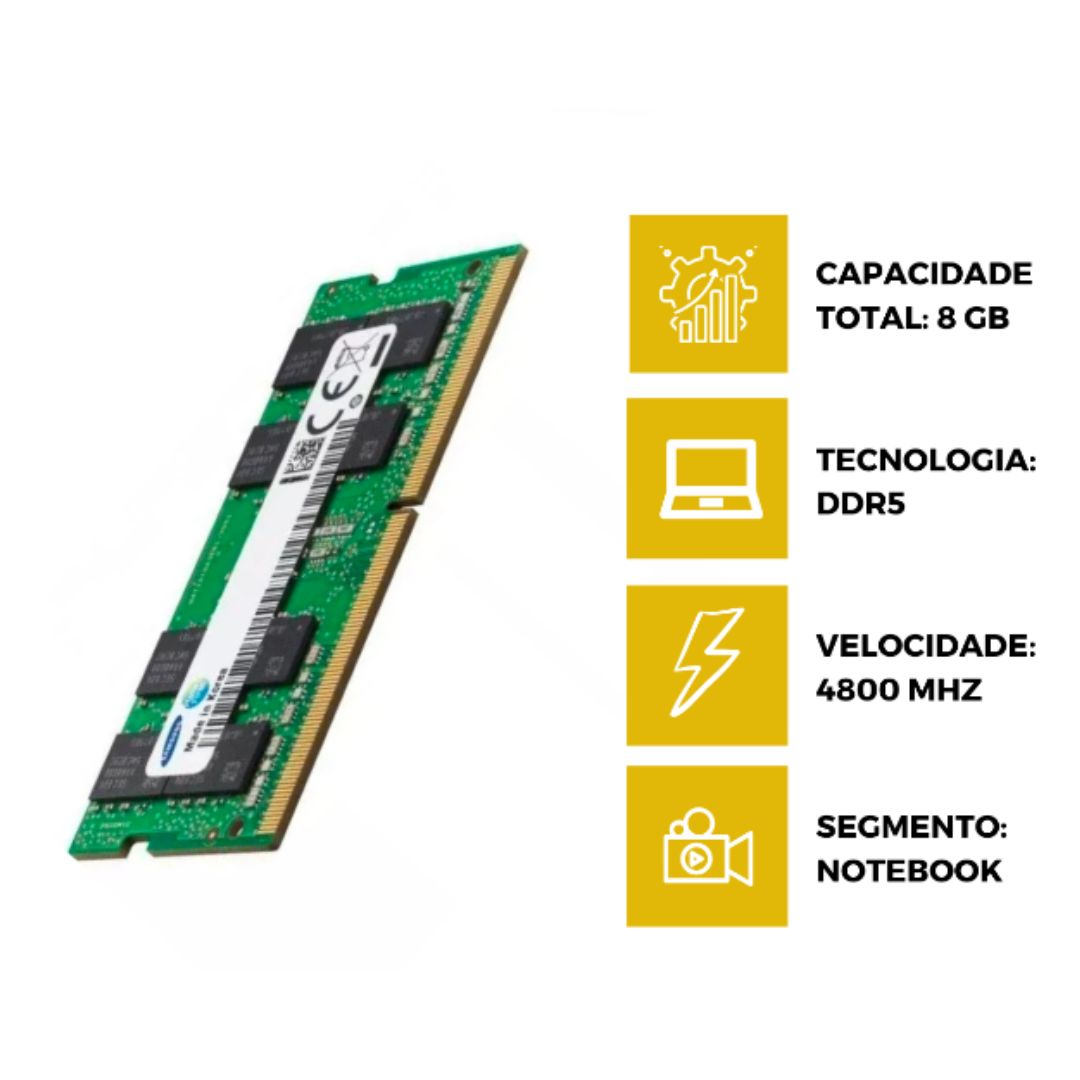 Memória Notebook 8GB DDR5 4800 MHz Samsung - Crystal Informática