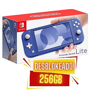 Nintendo Switch Lite Azul- DESBLOQUEADO com 256gb - Games Você