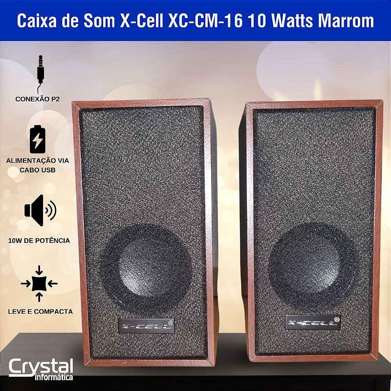 Caixa de Som X-Cell XC-CM-16 10 Watts Marrom - Crystal Informática