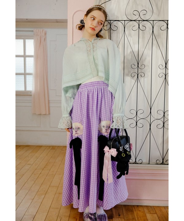 ブラックハート柄デニム♡刺繍のショルダーバッグ♡リボンとバンダナの