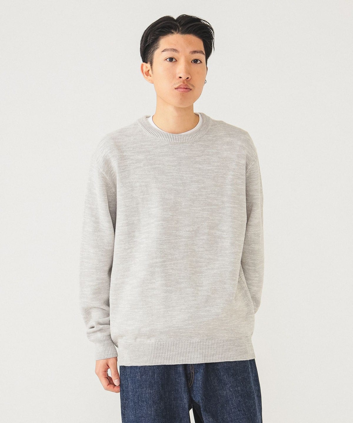 BEAMS（ビームス）9ゲージ カラースラブ クルーネックニット（トップス