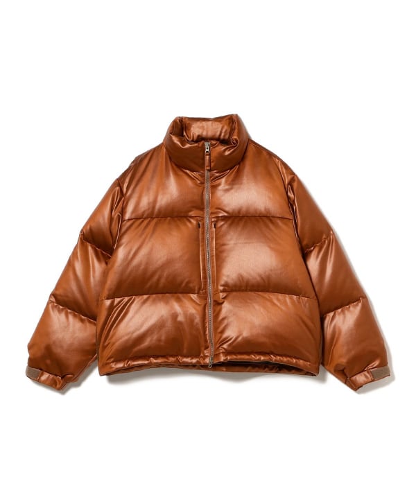 BEAMS Wide Short Fit Leather Look Down Blouson (Blouson Down