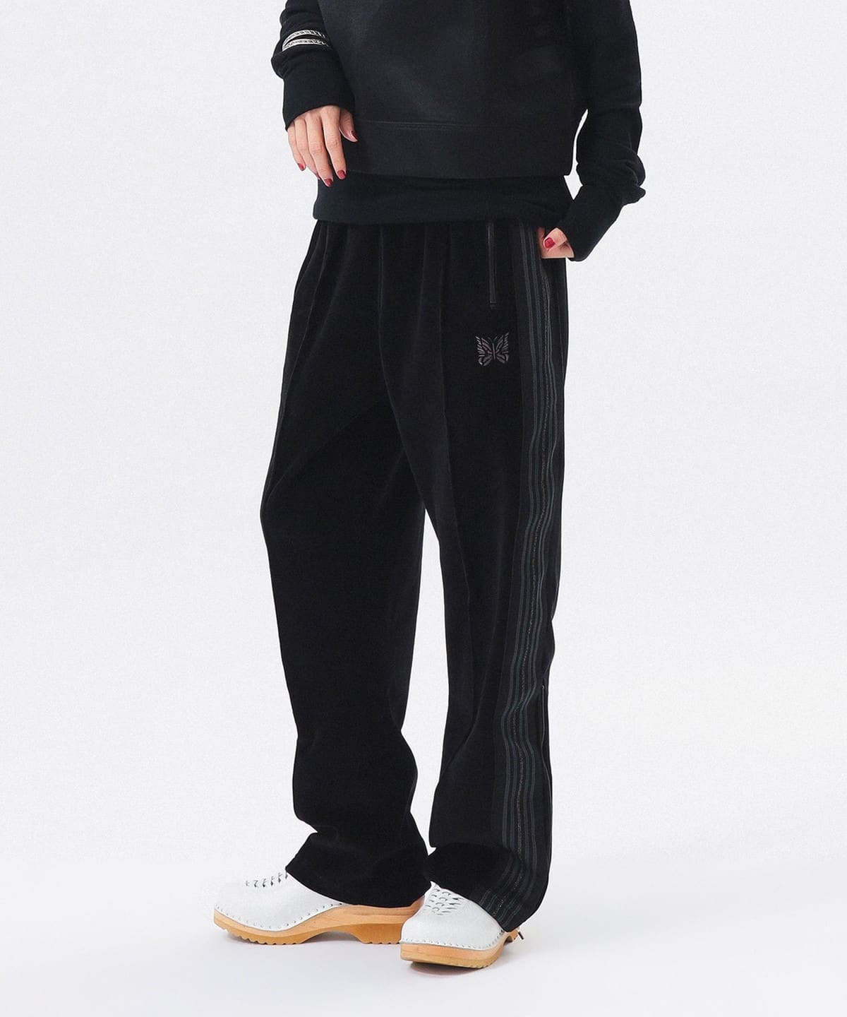 BEAMS JAPAN（BEAMS JAPAN）[別注] NEEDLES / 絲絨拉鍊運動褲（休閒褲