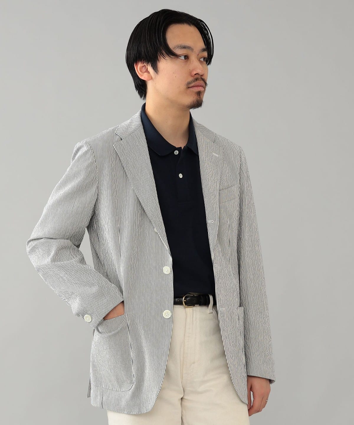 BEAMS F（ビームスF）NEW EASY SUBALPINO シアサッカー ストライプ