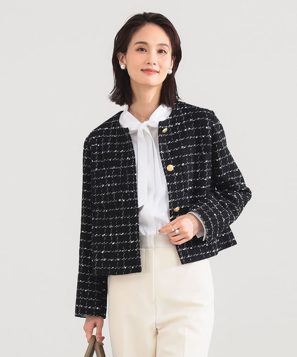 Demi-Luxe BEAMS（デミルクス ビームス）ツイード ノーカラー