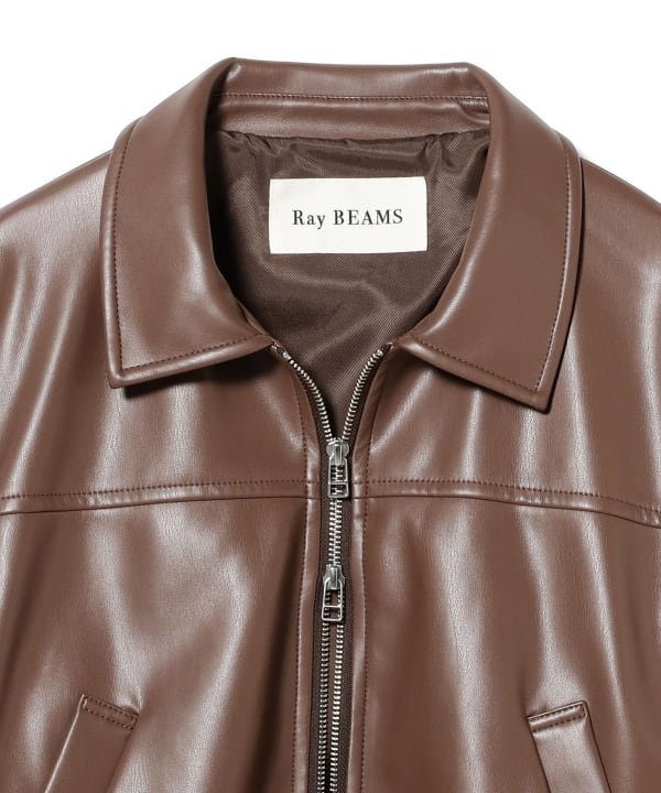 Ray BEAMS（レイ ビームス）フェイクレザー ジップ ブルゾン（ブルゾン