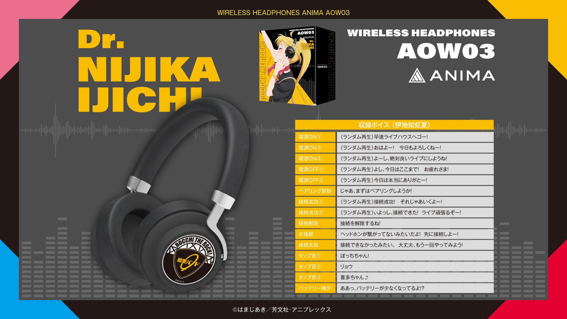 新機種ワイヤレスヘッドホン『ANIMA AOW03』×アニメ「ぼっち・ざ・ろっ