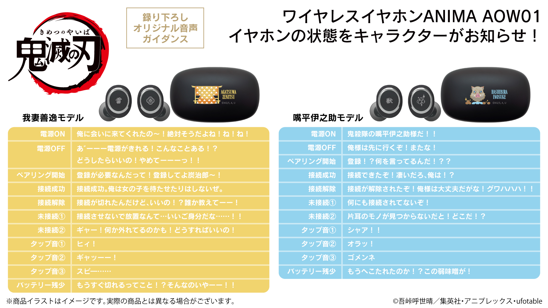 TVアニメ「鬼滅の刃」 第一弾!録り下ろしボイス入りワイヤレスイヤホン