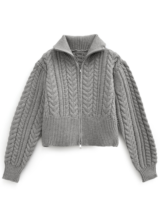 ダブルジップケーブル編みニットカーディガン[ab157f] | レディース
