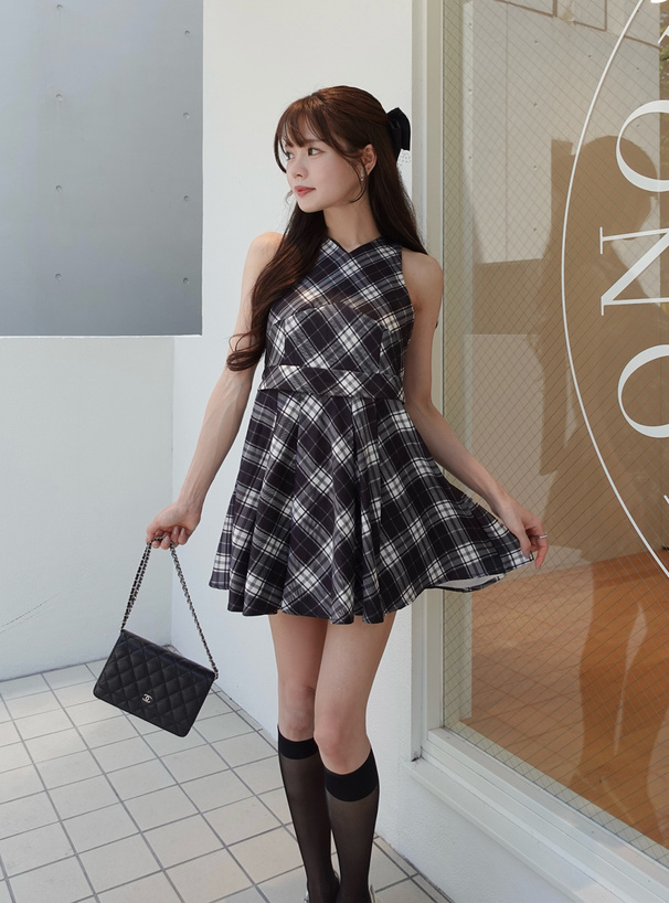 チェック柄ノースリーブミニワンピース[ac2546] | レディース
