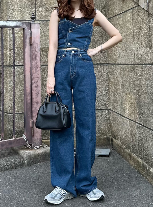 デニムビスチェ×ワイドパンツセットアップ[gm749] | レディース