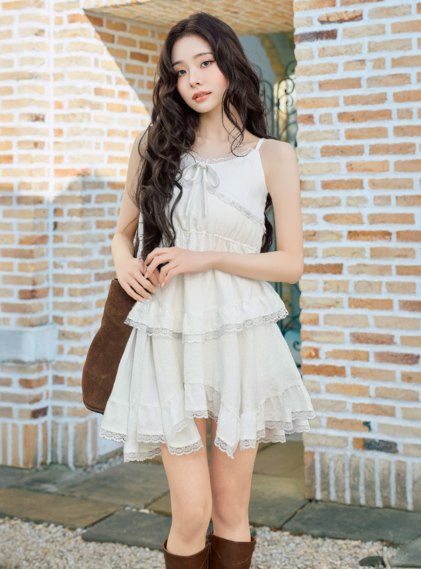フリージアフリルレースキャミソールミニワンピース[gn450