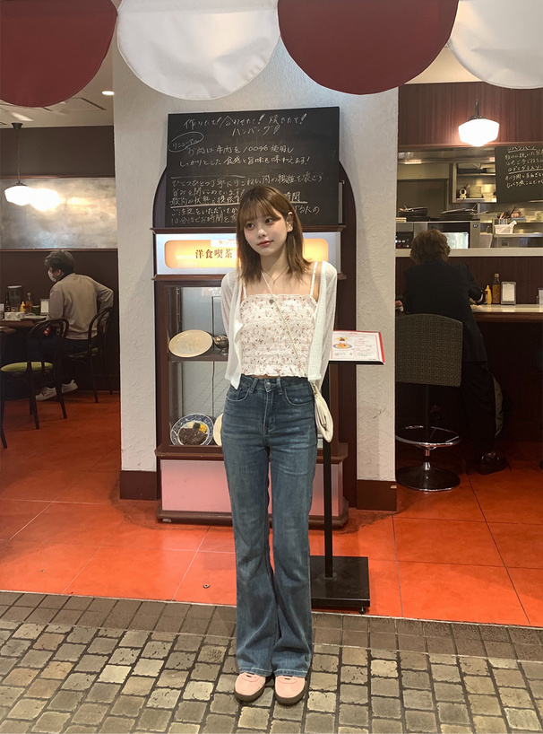 カップ付き花柄シャーリングキャミソール[dk1124] | レディース