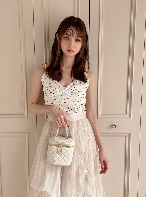 花柄レースリボンクロップド丈キャミソール[dr729] | レディース