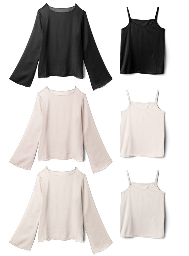 キャミソール付き楊柳シアートップス[fo1257] | レディース