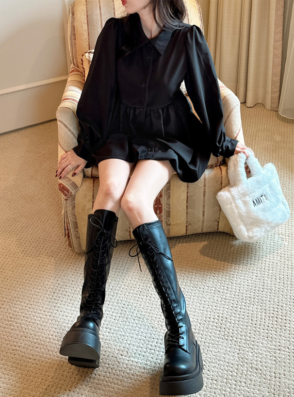 レースアップレザーロングブーツ[fa076] | レディースファッション通販