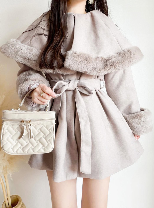 マルチWayファーケープ付きショート丈コート[kz573] | レディース