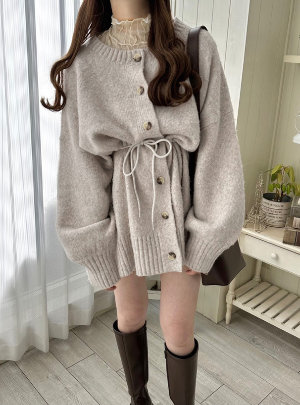 ベルト付モヘヤタッチニットカーディガン[kz296] | レディース