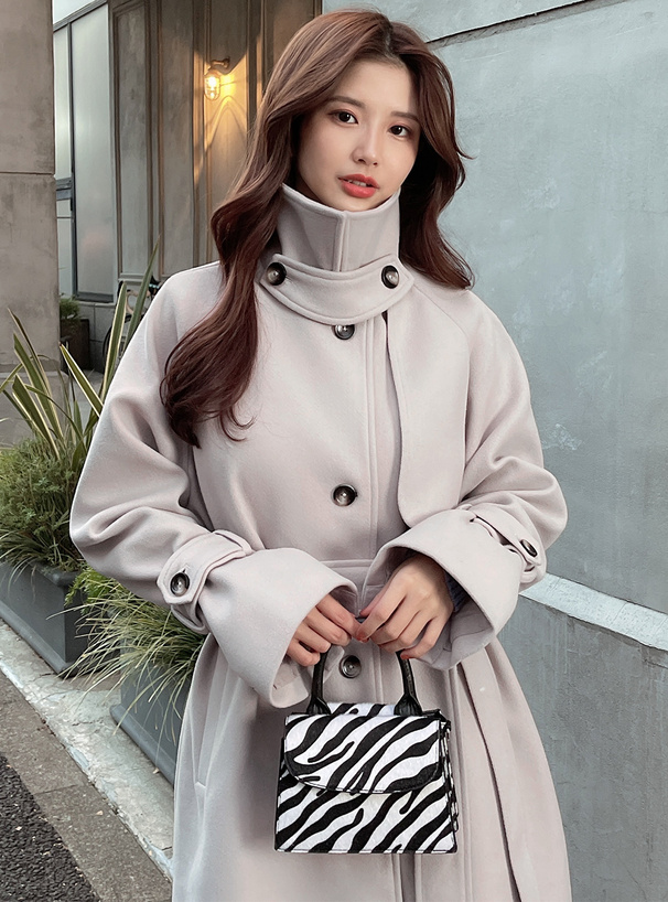 リボンベルト付きフェイクウールトレンチコート[k9049x] | レディース