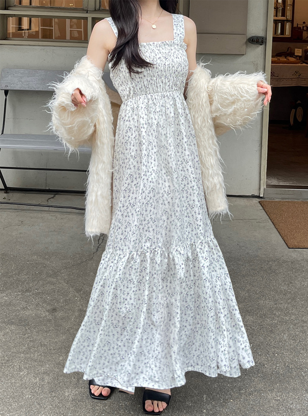 花柄シャーリングティアードキャミワンピース[on227] | レディース