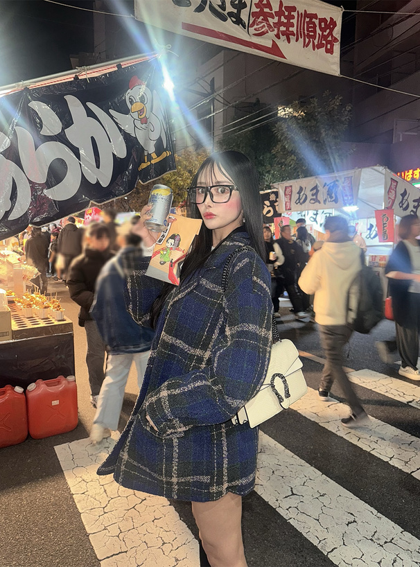 チェック柄ツイードショートコート[snk978] | レディースファッション