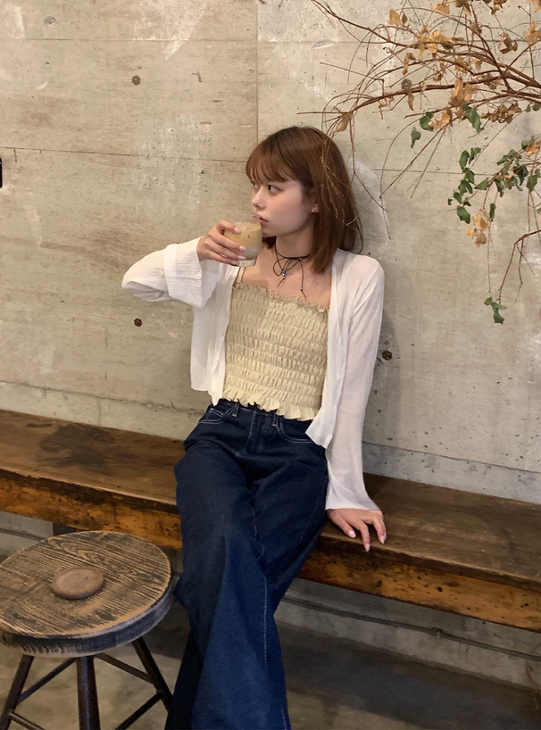 カップ付きシャーリングキャミソール[ru1187] | レディース