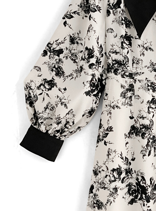 花柄ボリュームスリーブフレアワンピース[tg578] | レディース