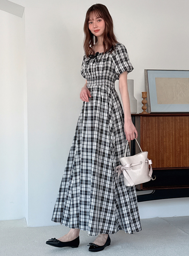 2Wayリボンチェック柄フレアワンピース[tg822] | レディース