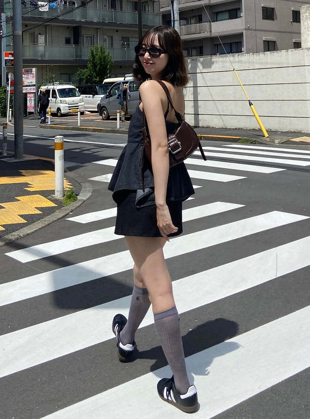 配色ステッチペプラムデニムキャミビスチェ[tu1193] | レディース