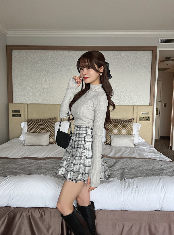 フリージア インパン裏地付チェック柄スパンコールミニスカート[tu1265