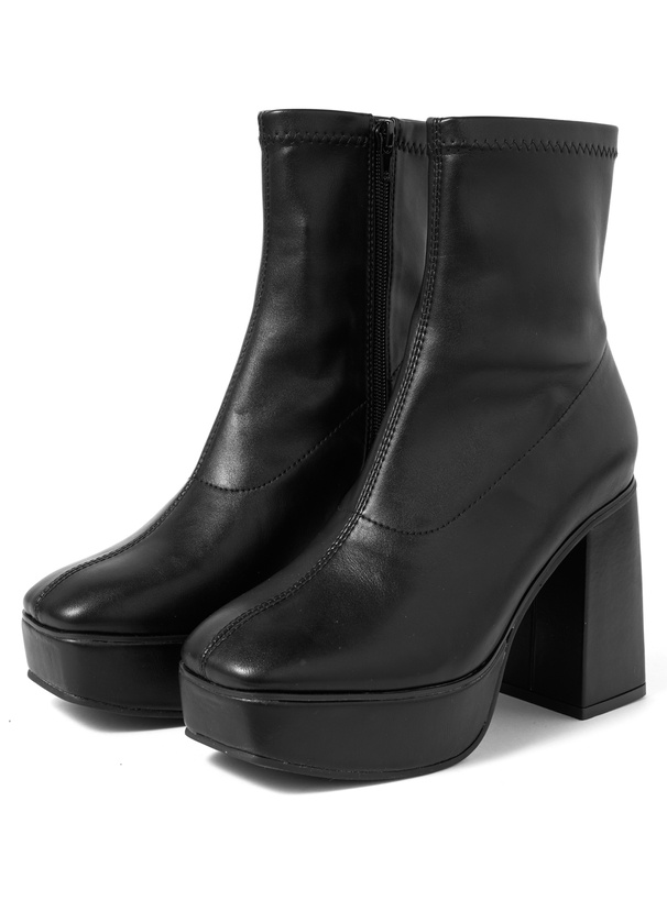 スクエアトゥチャンキーヒールレザーブーツ[zr873] | レディース