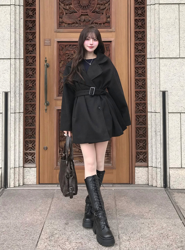 シャギースタンドミドル丈オーバーコート[ze842] | レディース